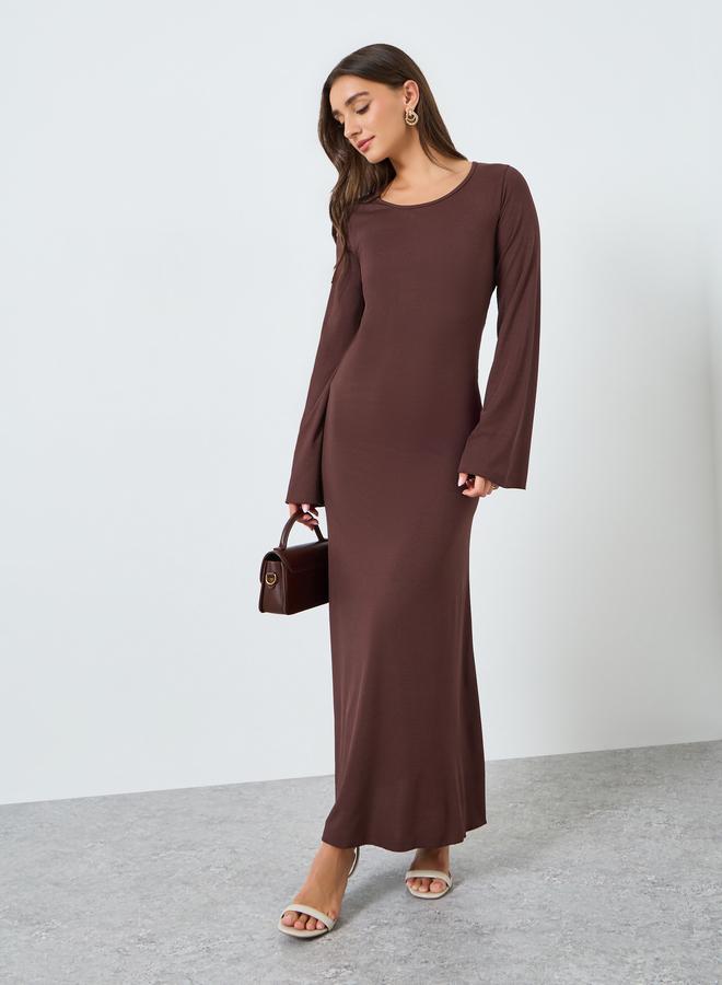 ستايلي فستان طويل ضيق بياقة دائرية - Image 1